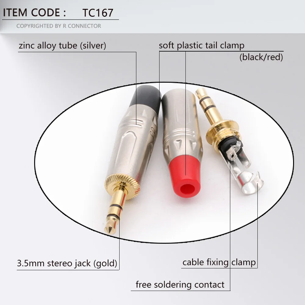 2PCS Jack 3.5MM 3 Poles Stereo Male Plug Connector Soldering Wire Connector Gold Plated 3 Pin 3.5MM Plug Headset Earphone DIY