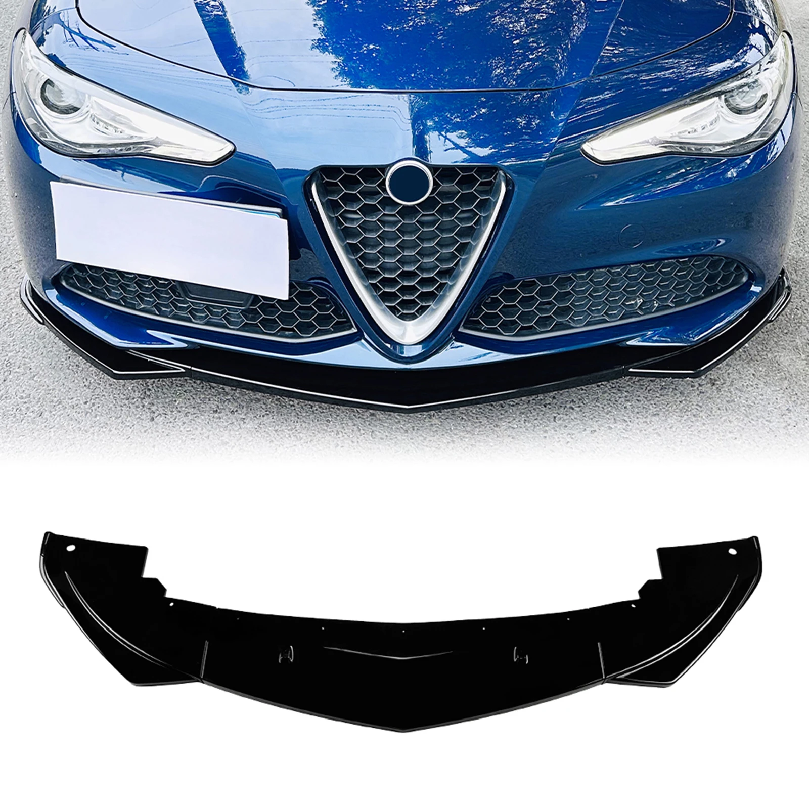 For Alfa Romeo Giulia 952 2015-24 Sedan Pre-facelift Front Bumper Spoiler Lip Carbon Fiber Look/Gloss Black Lower Splitter Blade