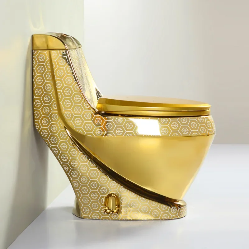 Bathroom Toilet,European Easy Cleaning Washdown Gold Electroplated Toilet Bowl Bathroom Luxury Toilets