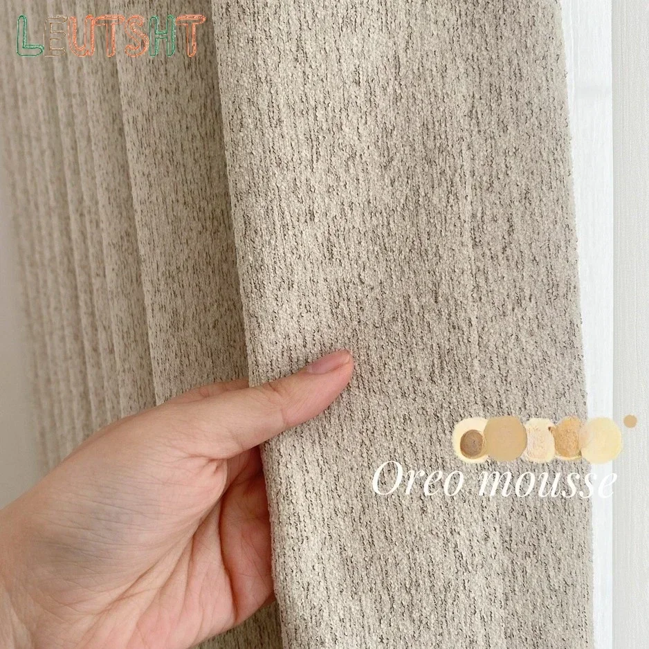 

Mousse Blackout Cream Antique Style Chenille Cotton and Linen Curtains for Living Room Bedroom Premium Feeling Curtains Custom