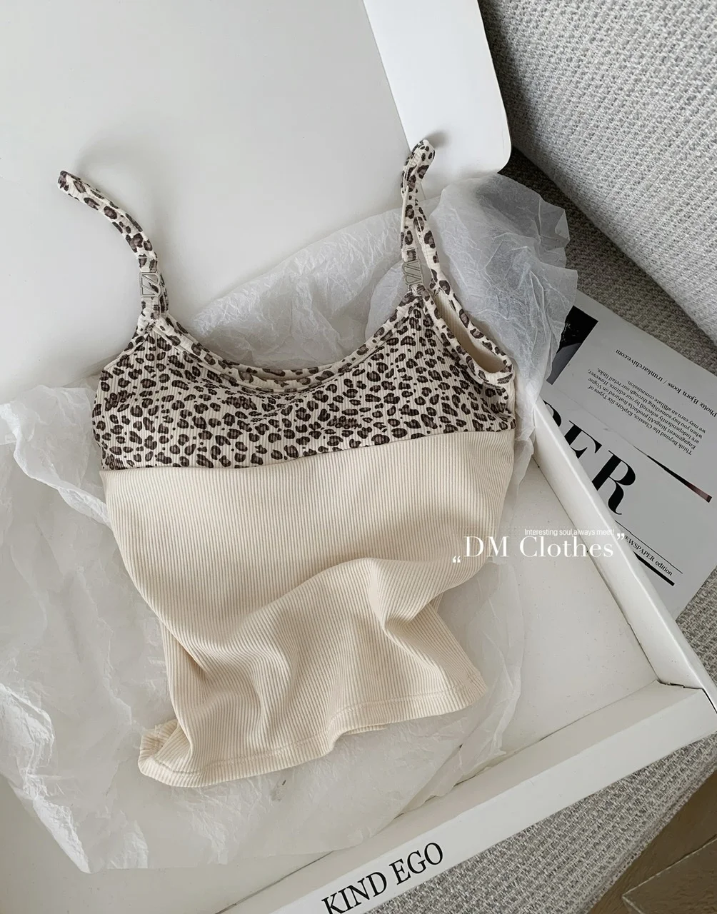 

Summer Women Leopard Print Patchwork Halter Top Harajuku Fashion Camisole Idols Kpop Vest Gyaru Coquette 2000s Hot Sexy Cute