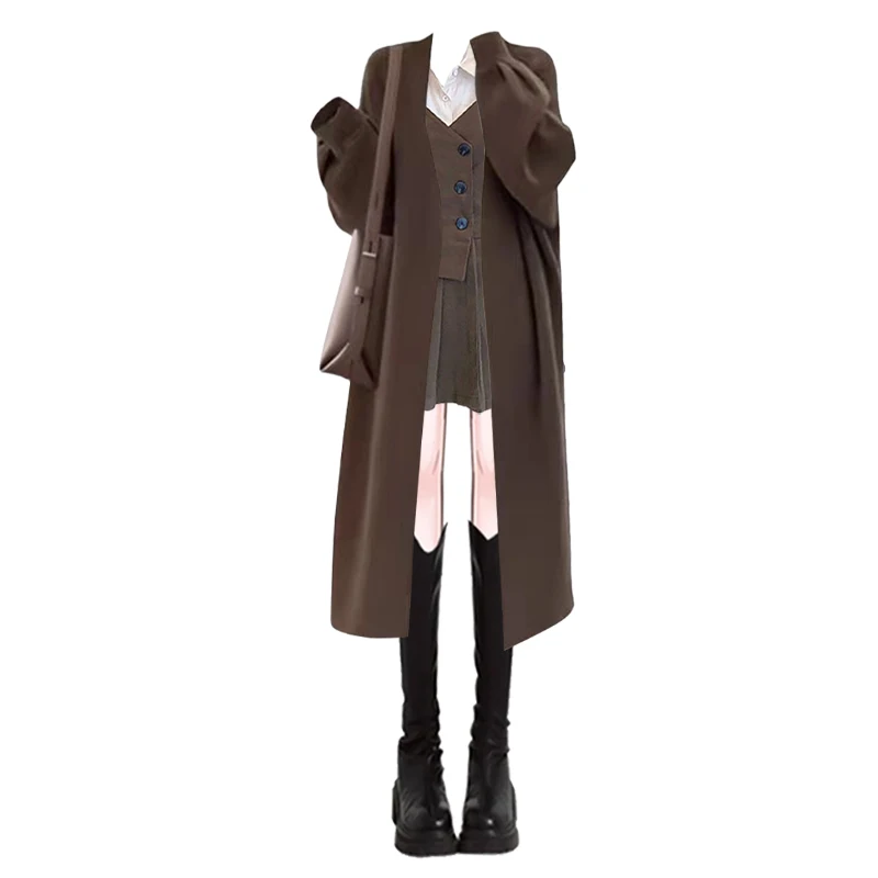 Printemps 2025 collège Sle tricoté Jaet irt Dr Tee pièce ensemble polyvalent Mature jupe trapèze U-Neline couleur Pure