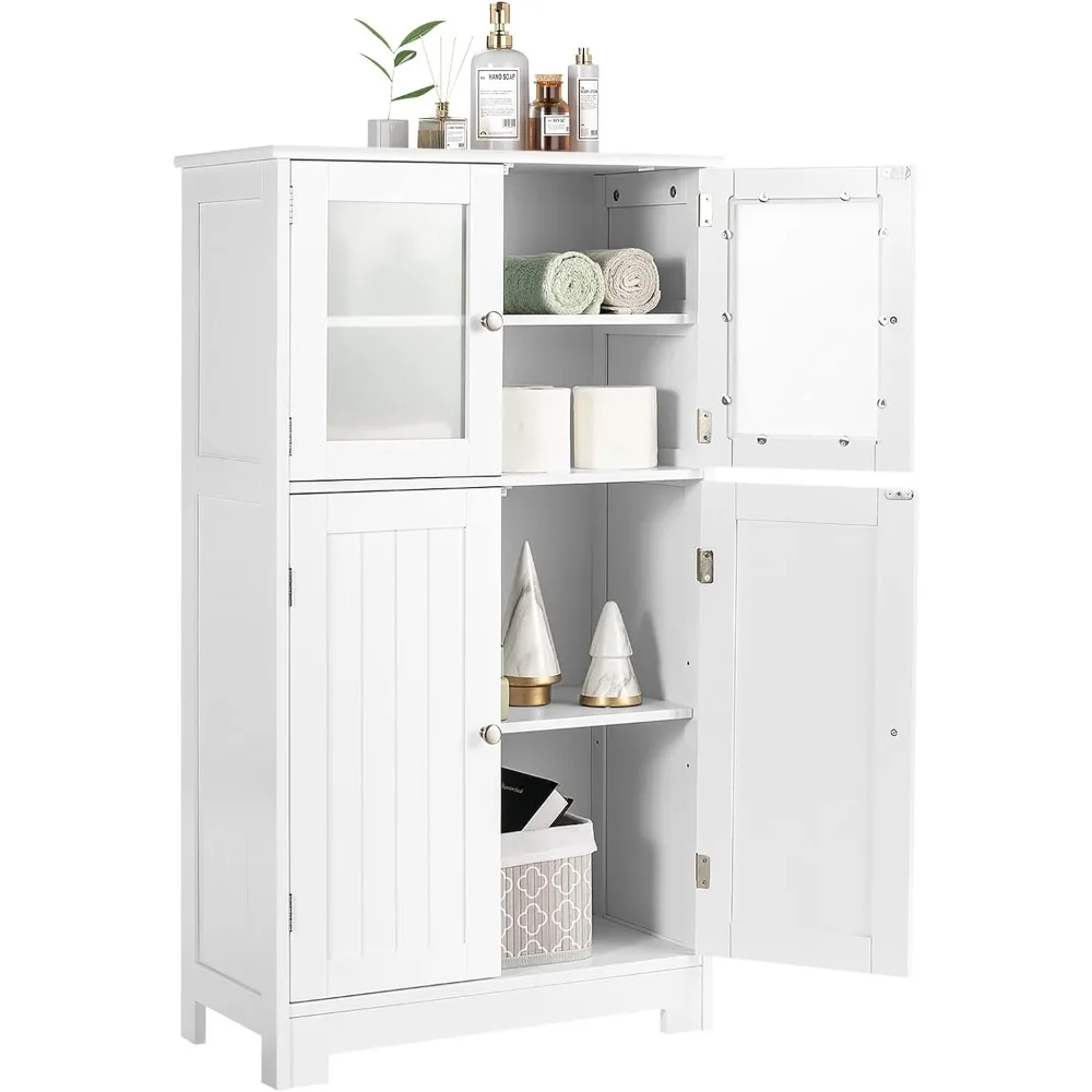 Bathroom Storage Cabinet with Adjustable Shelf, Bathroom Cabinets Freestanding with Anti-toppling Device, Bathroom Floor