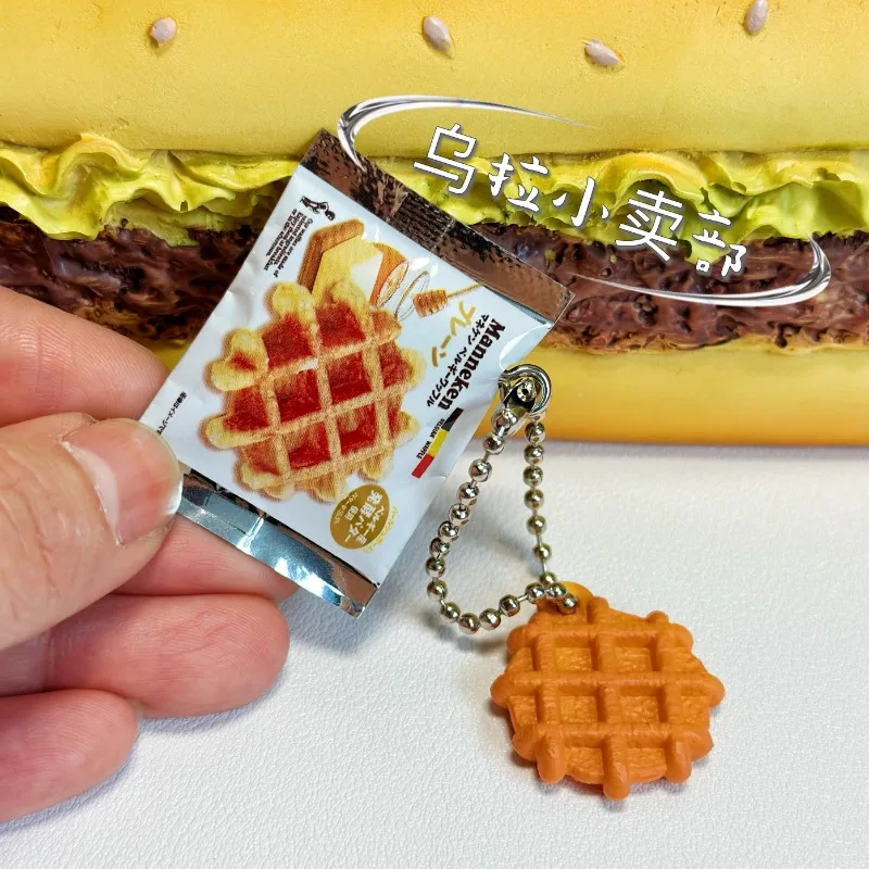 Bandai Gashapon Cute Kawaii Candy Toy Figure Anime Miniature Waffles Biscuits Snack Food Keychain Model Capsule Toys Gift