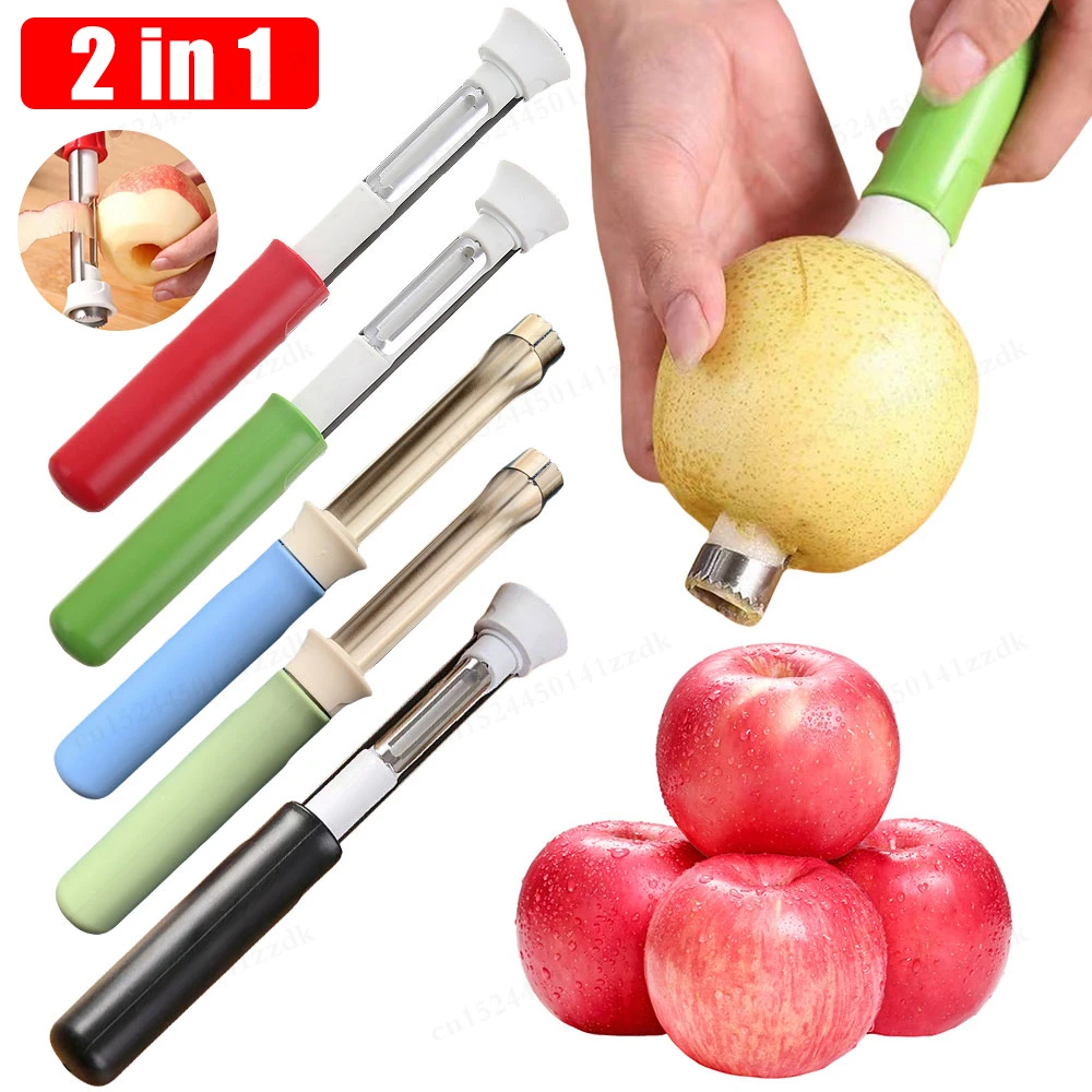 2 in 1 Apple Corer Pitter Stainless Steel Pear Bell Twist Fruit Stoner Easy Core Seed Remover pepper Remove Pit Kitchen Tool Gad