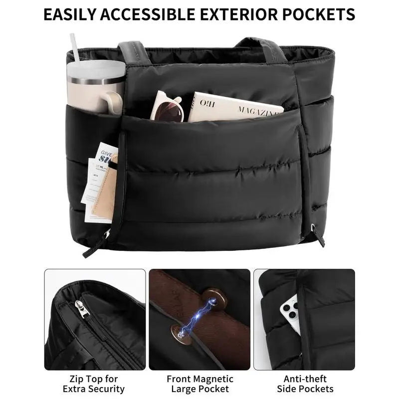 حقيبة يد منتفخة من YUWANNIAN، حقيبة كمبيوتر محمول كبيرة مبطنة للعمل، حقيبة كتف خفيفة الوزن للسفر هدايا للنساء والمعلم والممرضات #6