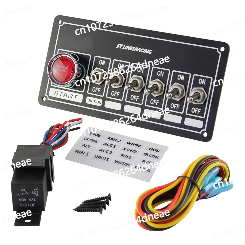 

Push Switch Aluminum ABS Black New Version LR Racing Car Switch Panel Ignition Six Ways Accessory Engine Start Rocker 6 Pins
