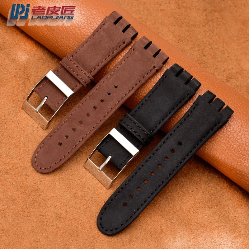 23 مللي متر جلد طبيعي حزام ساعة سيليكون ل سواتش YOS440 449 401G 447 448 الحديدي حزام الساعات الرجال متجمد الملمس لينة الأشرطة