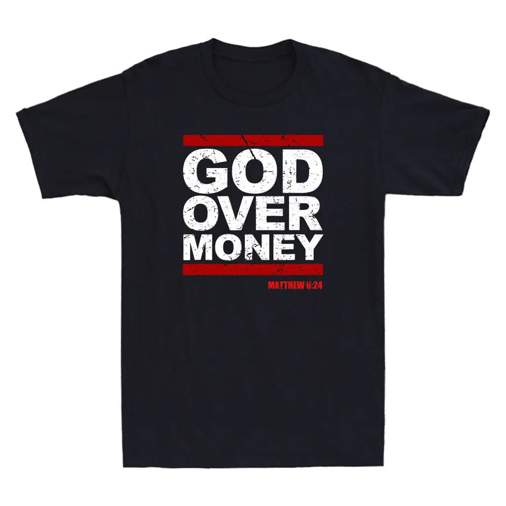 God Over Money Matthew 6:24 Christian Bible Faith Quote Vintage Men's T-Shirt