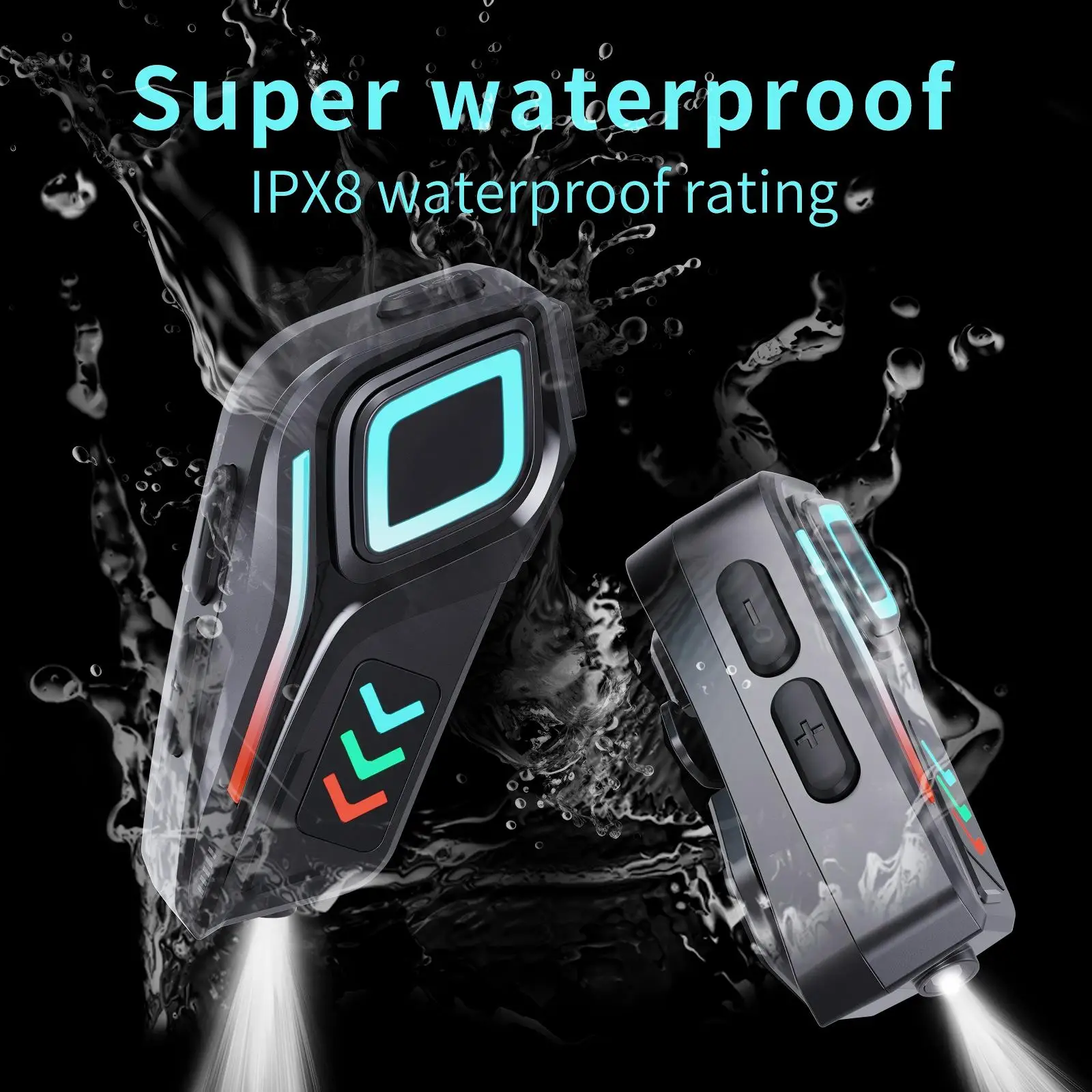 

K07 Беспроводная Bluetooth-гарнитура для шлема Hands-Free Музыка Водонепроницаемая двойная домофон для водителя HD Audio Длительный срок службы батареи для мотоциклов