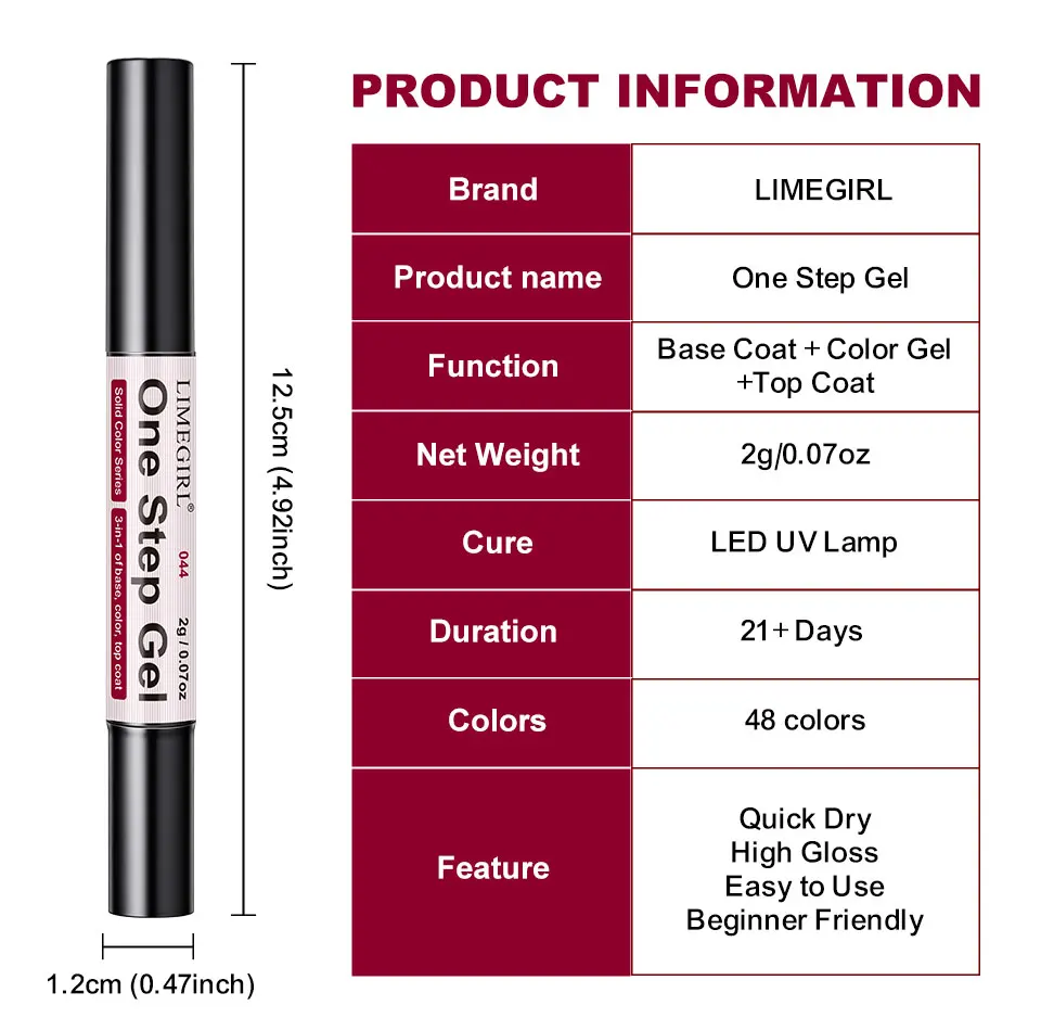 LIMEGIRL 48 Farben Gel-Nagellackstift, 3-in-1-Gel-Nagellack, schnell trocknender, langlebiger Graffiti-Malpinsel für Reisen im Freien – Detail 6