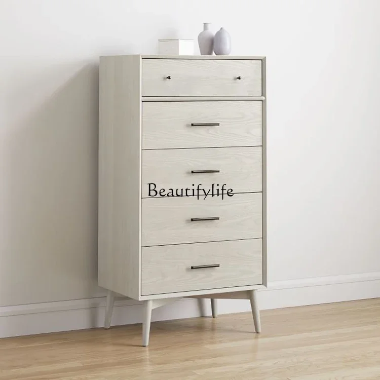 Nordic modern simple style solid wood storage high chest of drawers