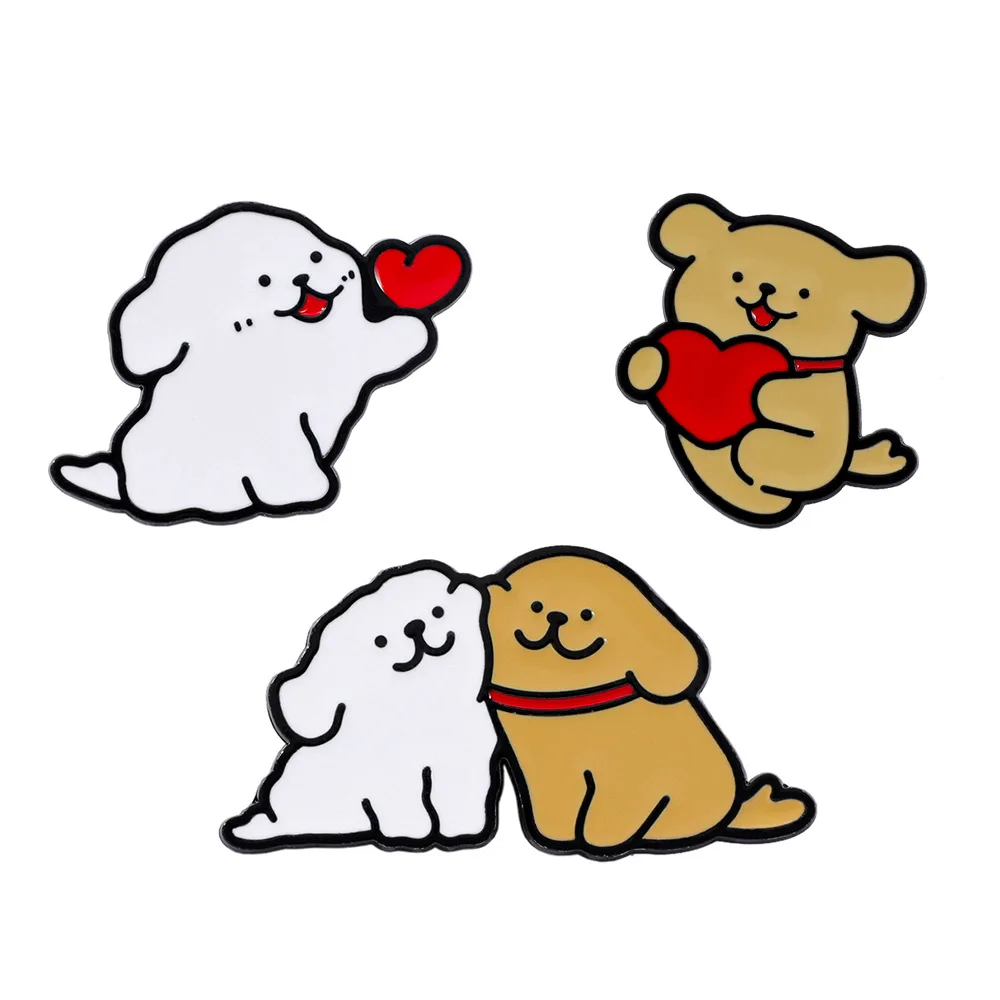 

1 Set Cute Cartoon Lines Small Dog Metal Badge Soft and Cute Dog Alloy Drip Oil Brooch Accessory Clip Bag Decoration