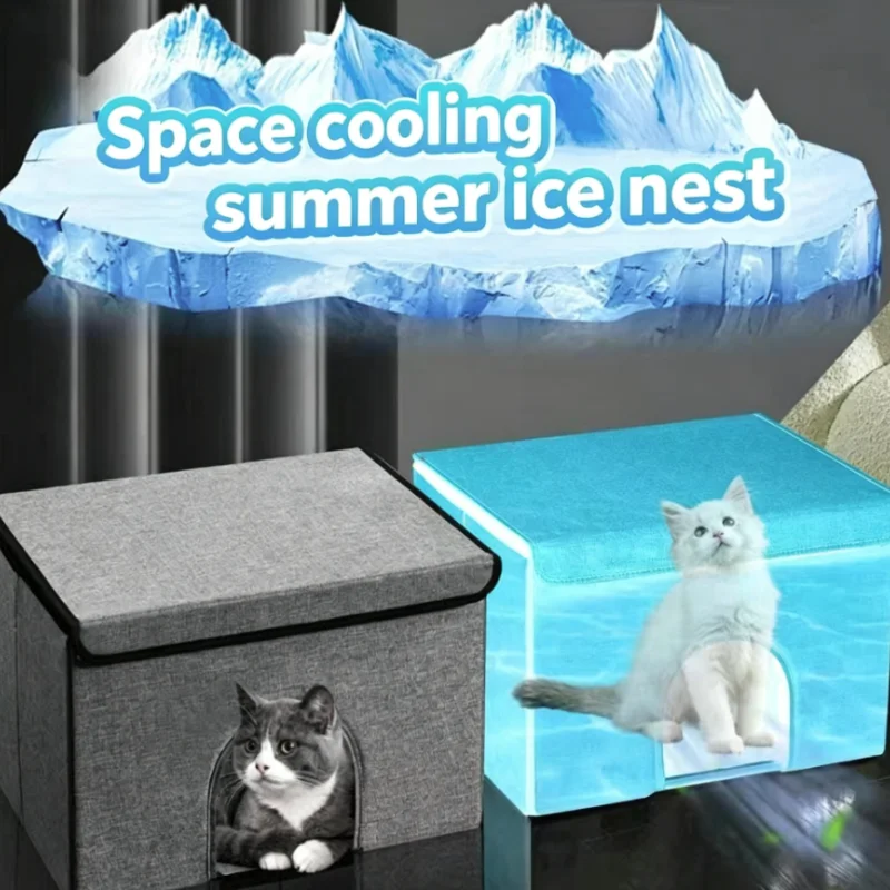 Casa refugio refrigerante plegable para gatos y perros, portátil