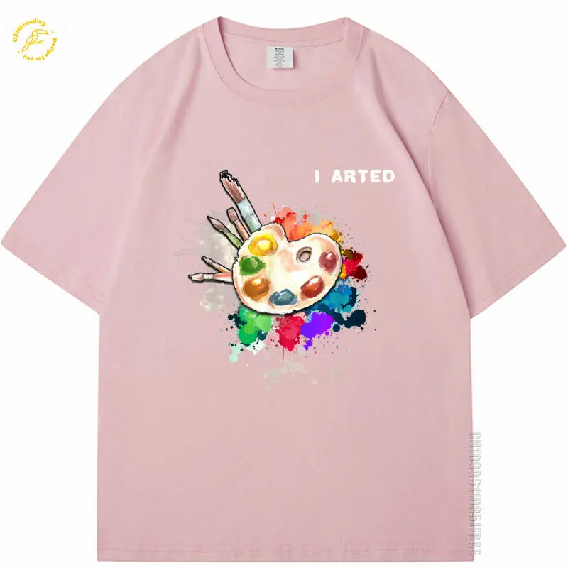أنا فني مضحك الفن كول الرسم الملونة الفنان هدية المتضخم تي شيرت الرجال تي شيرت طاقم الرقبة القطن التي شيرت 100% Фacakulka Хلوبوك