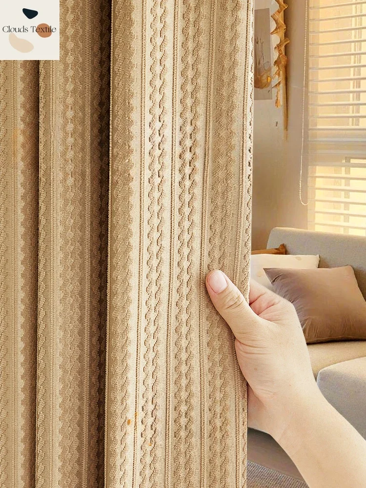 

Cream Blackout Bedroom Cortinas Chenille Thickening Modern Curtains for Living Dining Room Bedroom Window Curtain Balcony