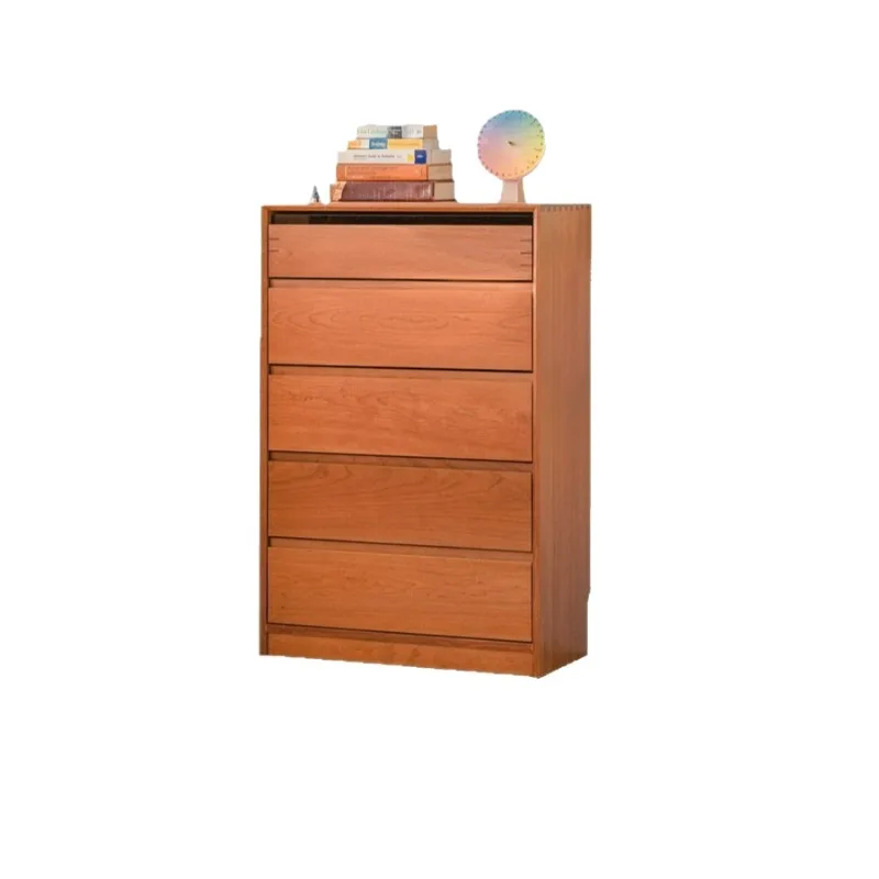 

Japanese-style cherry wood all-solid wood bucket cabinet Locker Household five-bucket storage low cabinet living room