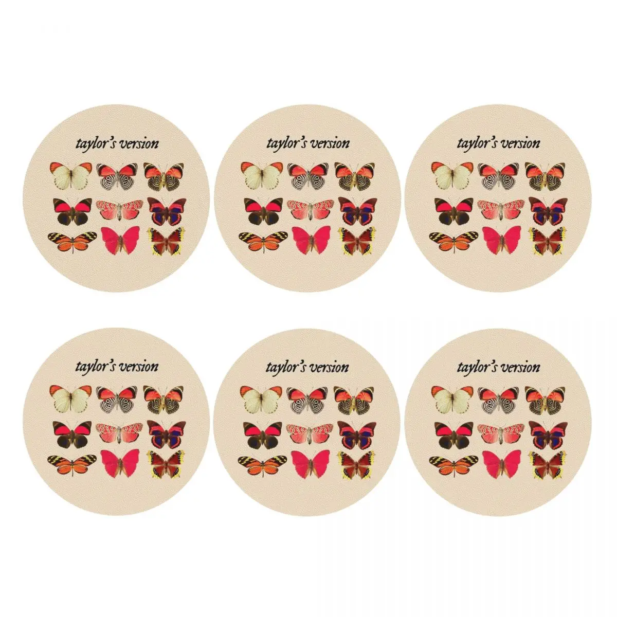Taylors Version Coasters PVC Leather Placemats Waterproof Coffee Mats for Decor Kitchen Dining Pads Set of 6