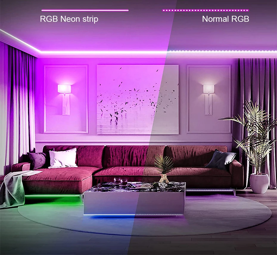 220V RGB LED Neon Strip Light 5050 Led Strip Light Tape IP67 Waterproof Outdoor Neon Sign Lamp RGB 2500W IR /RF Remote Control