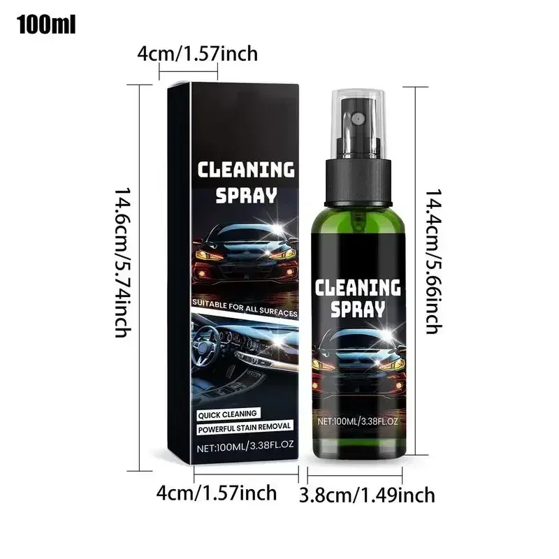 Effective Car Interior Cleaner Fast-Drying Multifunctional Cleaner Spray 100ml Vehicles Gentle Cleaning Product For Leather