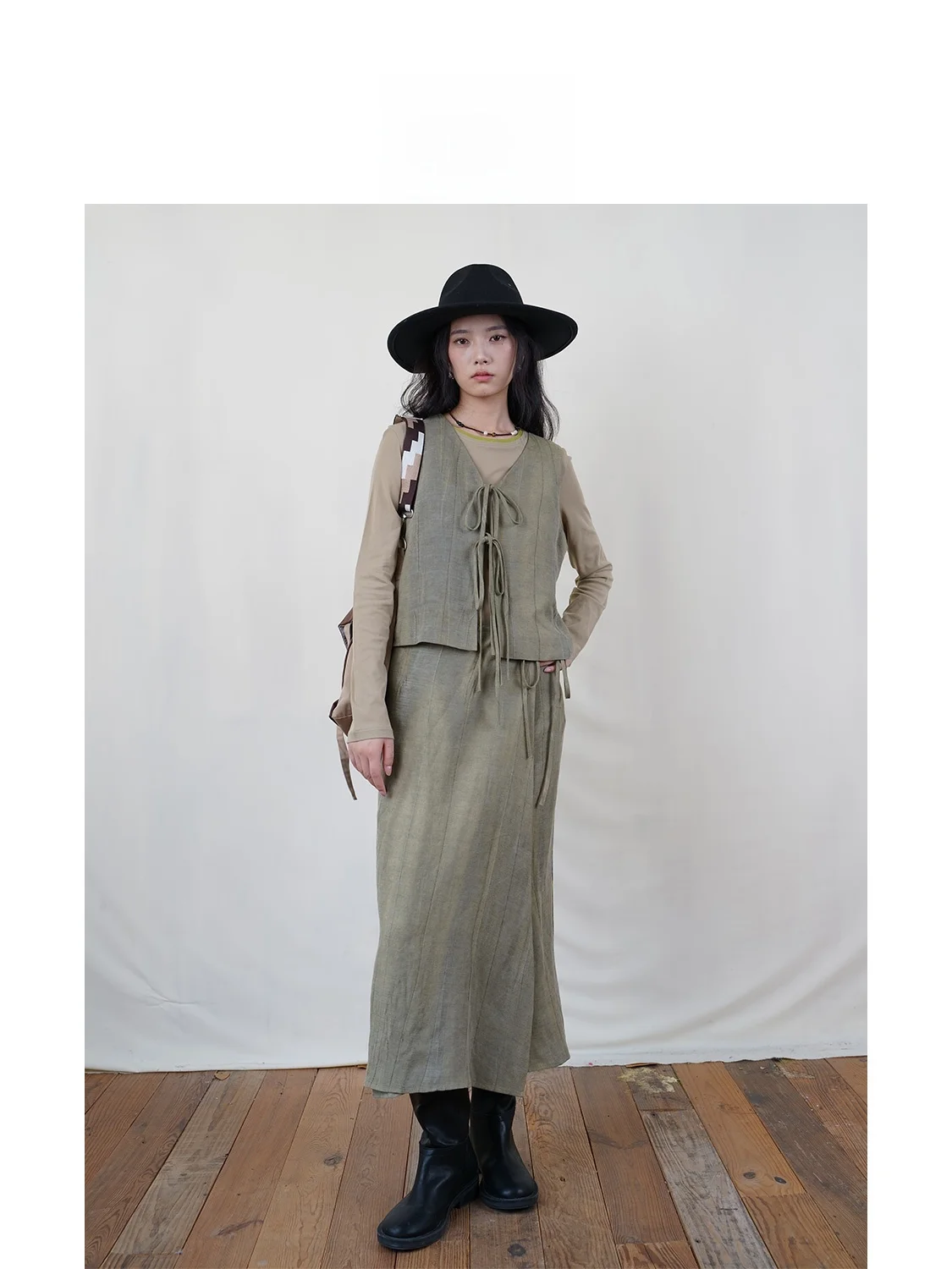 oll  Linen Texture f Skirt Straight Leg Long Dr High Waist Belted Home Rainy Day Casual Travel