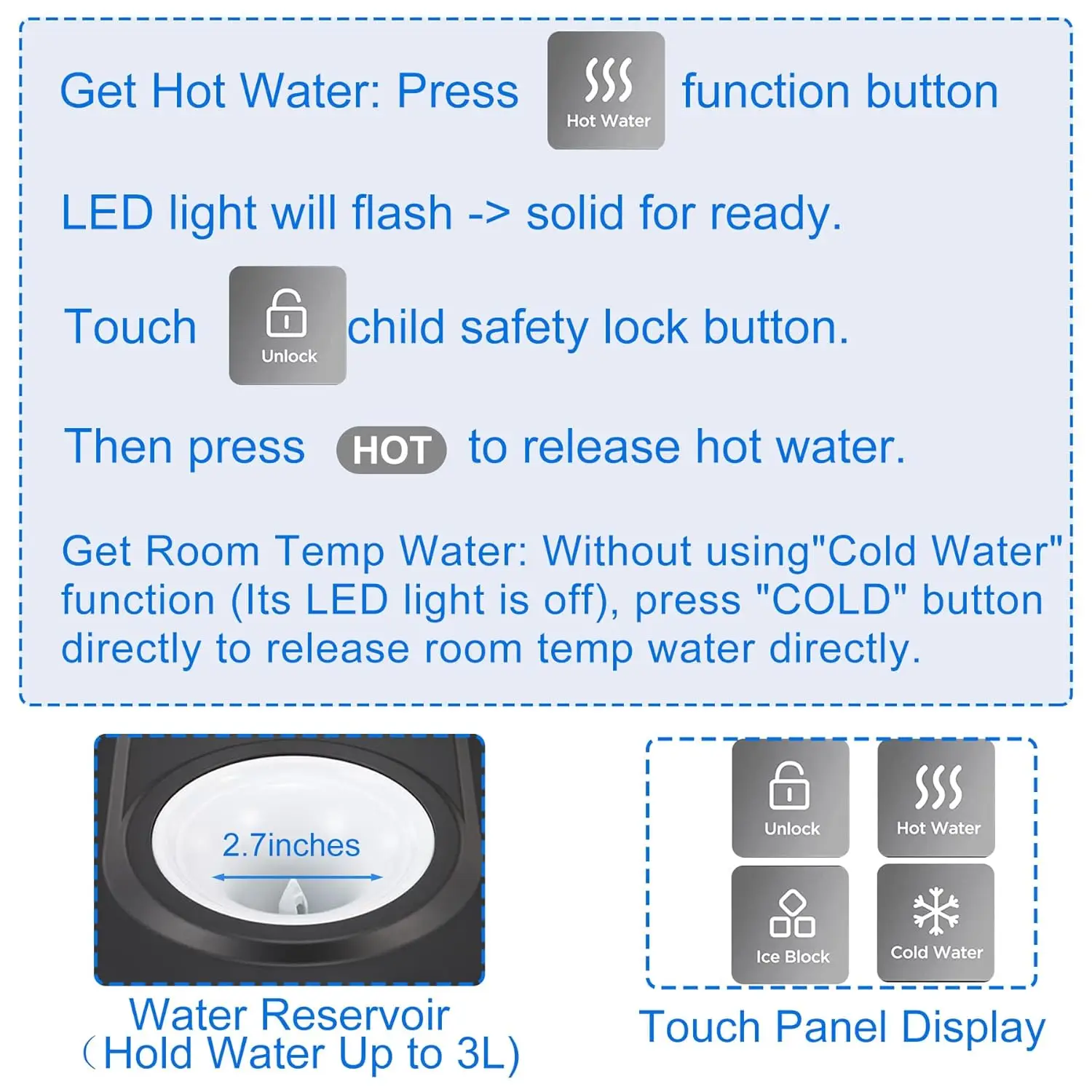Дозатор воды, 44 фунта льда ежедневная верхняя загрузка дозатор воды 5 галлонов W. 4 фунта, 3 в 1, портативный водяной охладитель, встроенный льдогенератор