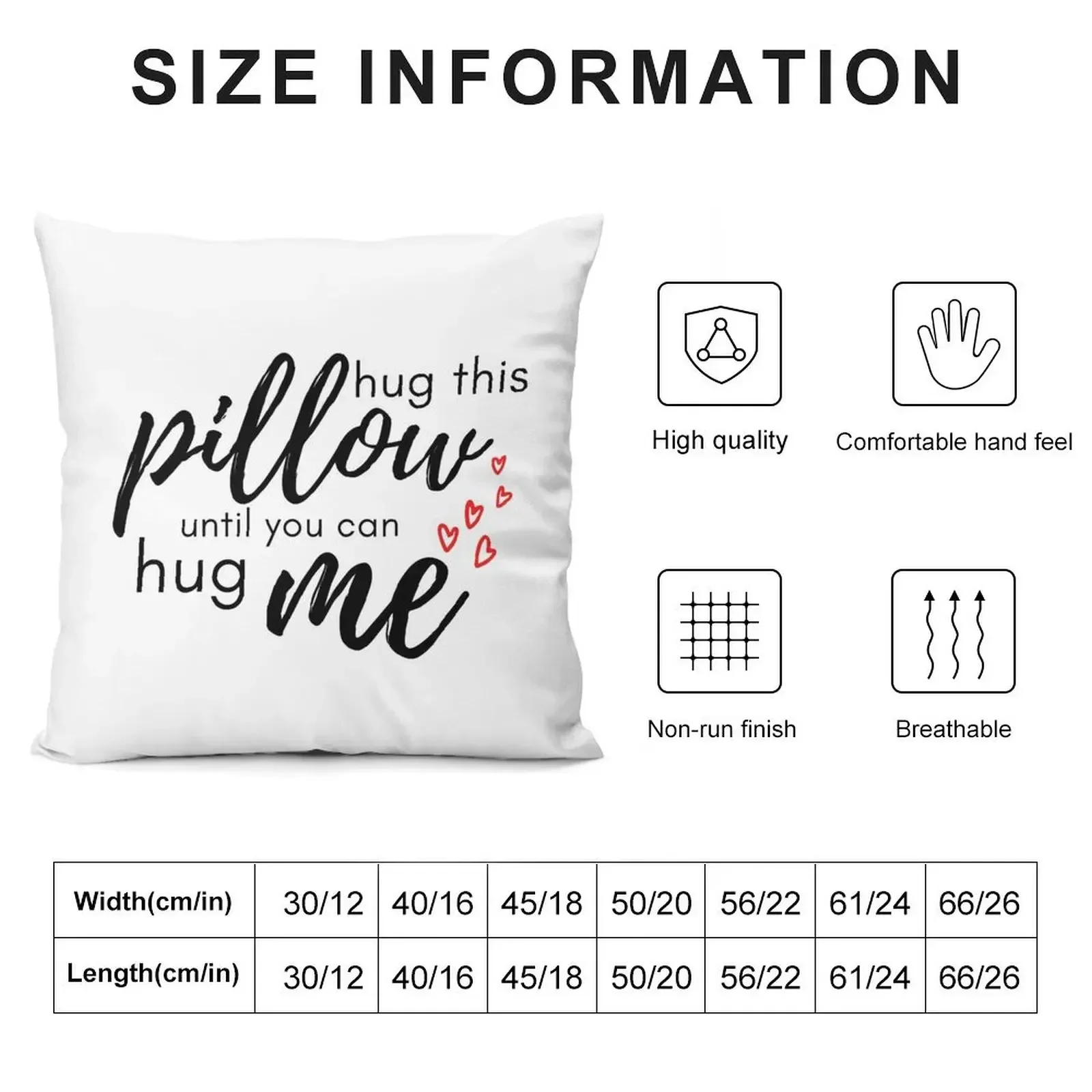 hug this until you can hug me Throw Pillow Luxury Pillow Cover Pillowcases Cushion Covers Sofa Cushions pillow