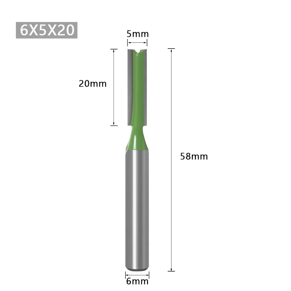 4pcs 1/4 Inch 6mm Shank Straight Bit Milling Cutter Single Double Flute Wood Cutters Tungsten Carbide Router Bit Woodworking Too