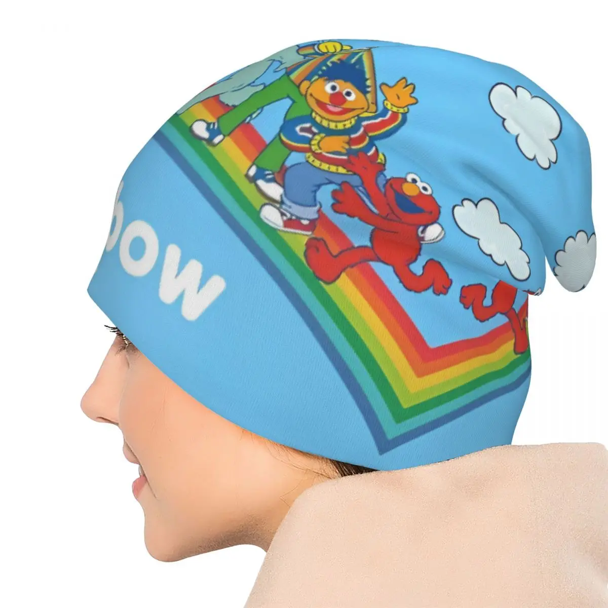 Sesamstraße Cartoon Motorhaube Hut Coole Outdoor Skullies Beanies Hüte Regenbogen für Männer Frauen Warme thermische elastische Kappen
