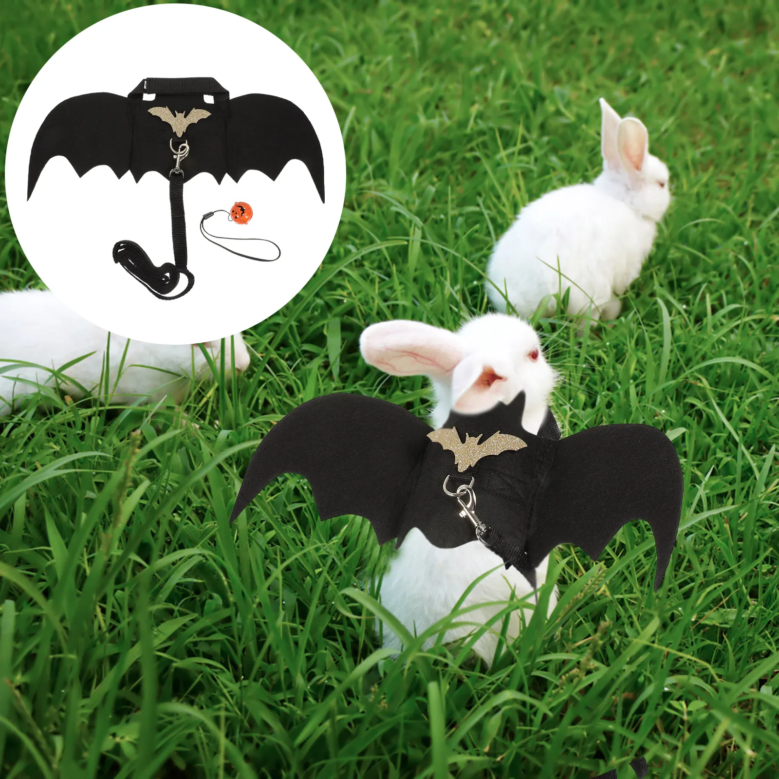 

1 set 1 Set Halloween Bat Wings Pet Costume For Bunny High-Grade Comfortable Small Pet Harness Wearable Design For Rabbit Party