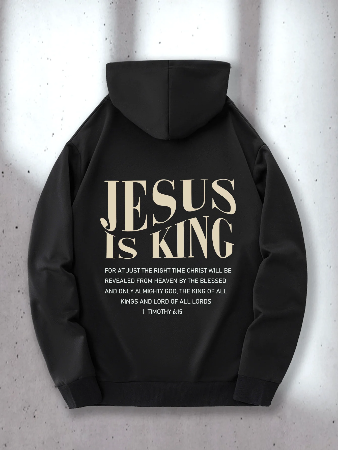 

Мужская повседневная толстовка с капюшоном с жирным принтом на спине «JESUS IS KING» и карманом-кенгуру