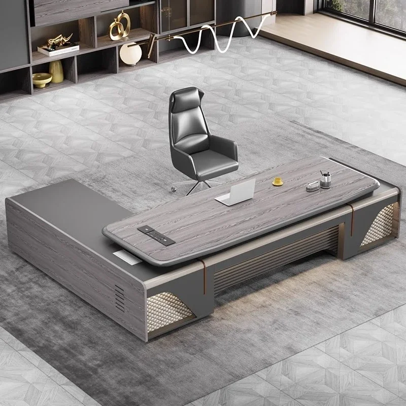 

modern president's desk, manager desk, supervisor's desk and chair combination, light luxury, large desk, office furniture