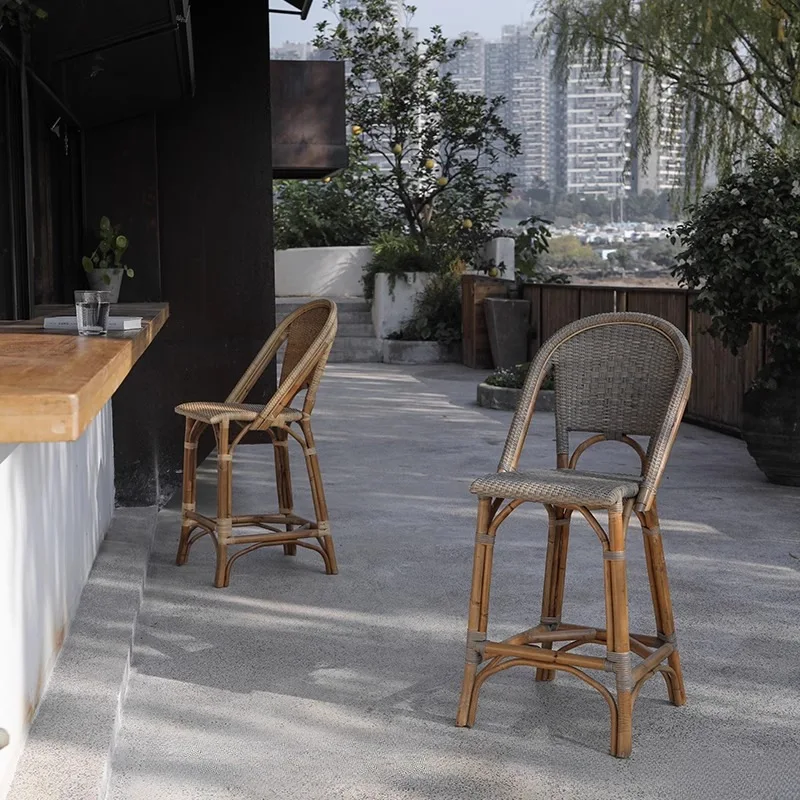

bar chair Indonesian agate rattan high stool high backrest dining chair