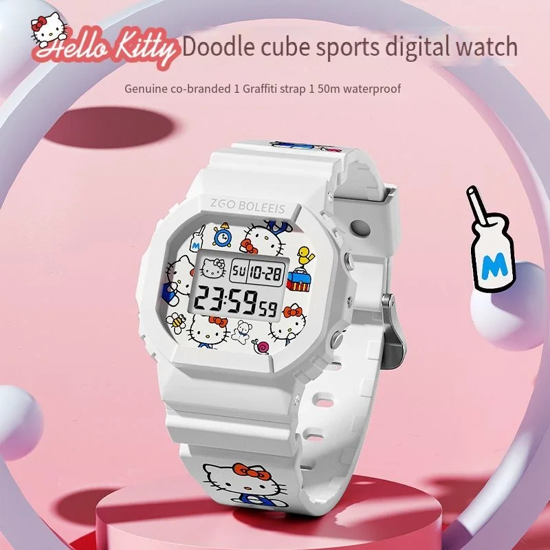 Sanurgente-Hello Kitty Anime Figure Student Watch, Montre numérique pour filles, Kawaii Good Looks Gift for Friends, Quartz Fashion 3D 24