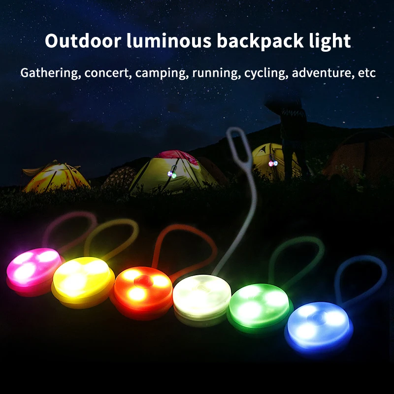 Outdoor Backpack Lights Silicone LED Night Running Warning Light Camping Wind Rope Light Travel Equipment