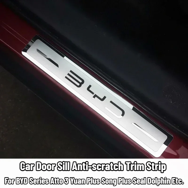 Car Door Sill Stainless Metal Protection for BYD Series Atto 3 Yuan Plus Song Plus Seal Dolphin Seagull Han Tang Qing Dmi S6 F30