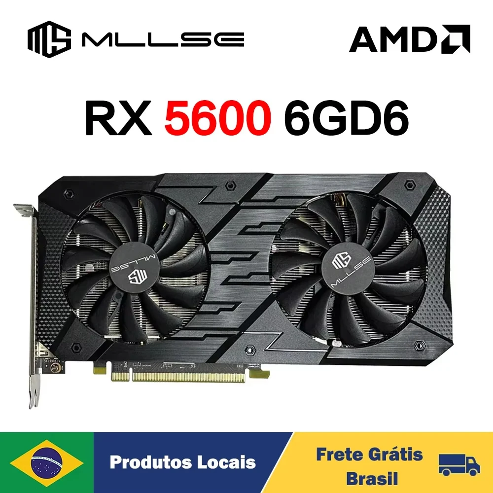 MLLSE-AMD Placa gráfica Radeon RX5600, 6GB, GDDR6, 6 + 8Pin, Gaming Computer GPU, Desktop, Jogo, Novo