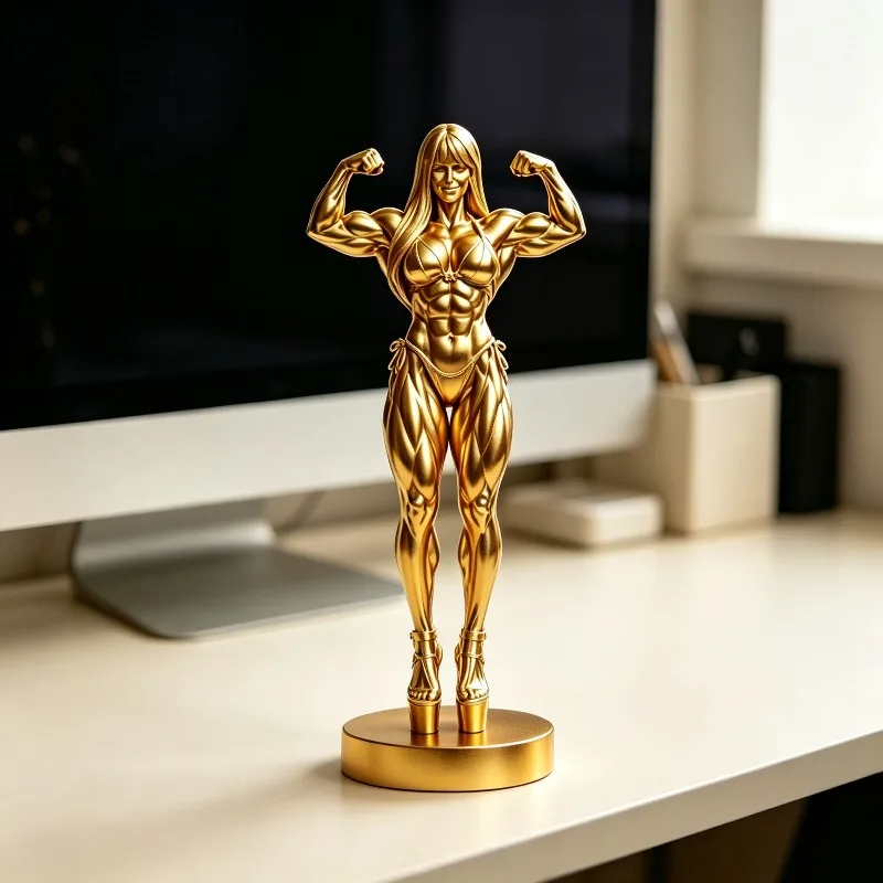Muscle Fitness Woman 3D‑Printed Statue, Creative Desktop Ornament, Decor for Home Living Room Study Esports Room