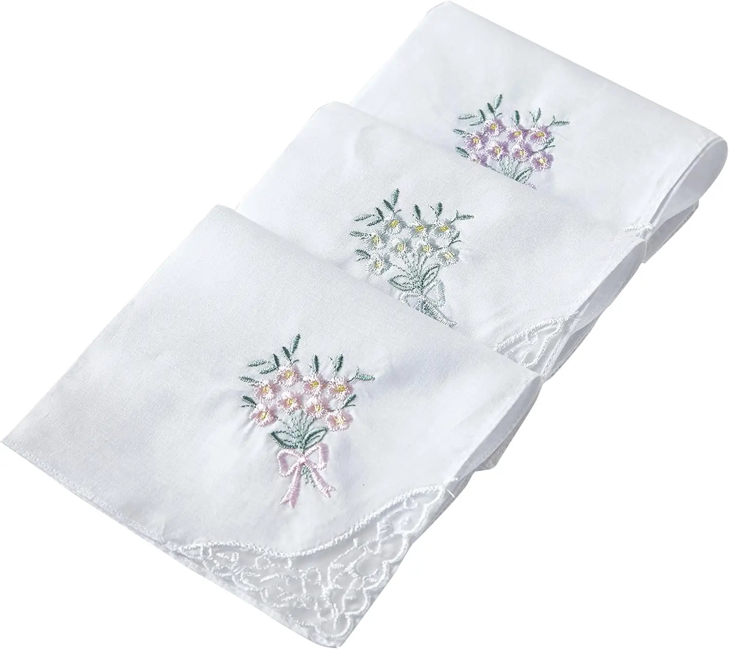 Cotton Embroidery Ladies' Handkerchiefs Lace Set of 12
