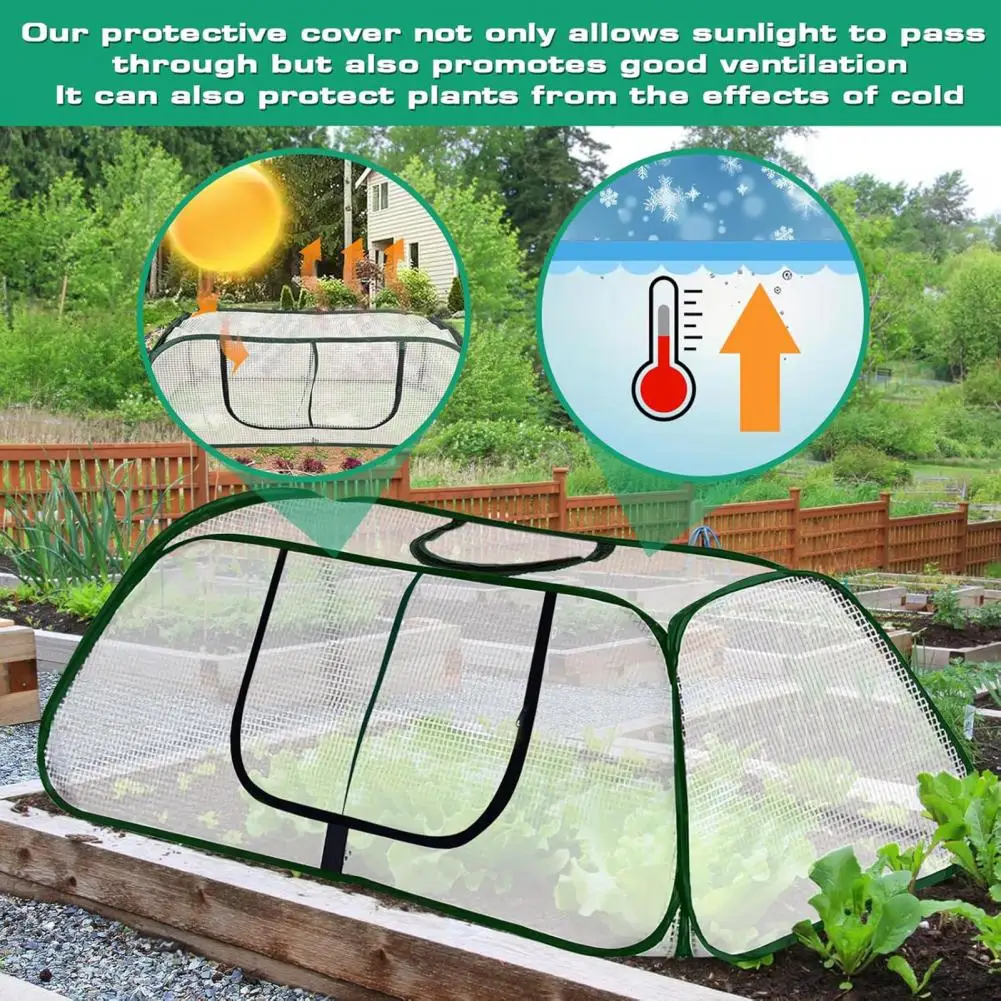 Plant Greenhouse with Sturdy Frame Mesh Plant Protector Cage Pop-up Mesh Plant Greenhouse for Raised for Seedlings for Garden