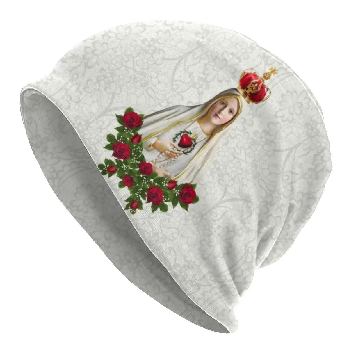 

Our Lady Of Fatima Bonnet Femme Fashion Knit Hat For Men Autumn Winter Warm Portugal Rosary Catholic Virgin Mary Beanies Caps