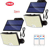 Solar Flood Lights Outdoor, 128LED with Motion Sensor, Remote Control, 3 Modes, Waterproof IP65, Dusk to Dawn, Heat & Frost Resi