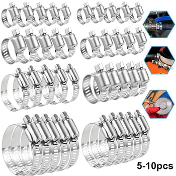 5–10pcs Stainless Steel Adjustable Worm Drive Hose Clamps – Fuel Line & Hose Clips (8–152mm) 1