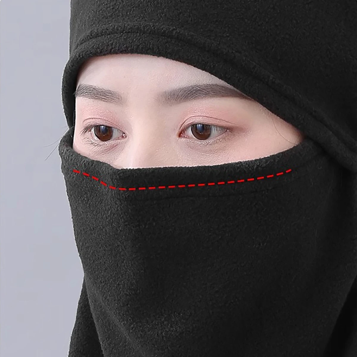 Winter-Fahrradmaske, thermische winddichte Sturmhaube, Skimaske für Männer und Frauen, warme Polarfleece-Maske für Outdoor-Sport, Motorrad, Gesichts-Skimaske. – Detail 6