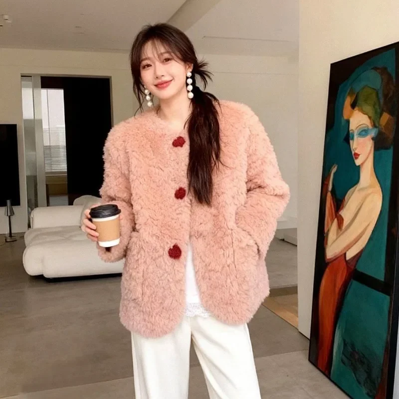 New Autumn and Winter Thickened Lamb Wool Coat Women's Thickened Warm Imitation Fur Fur Coat Fashionable Loose and Thin