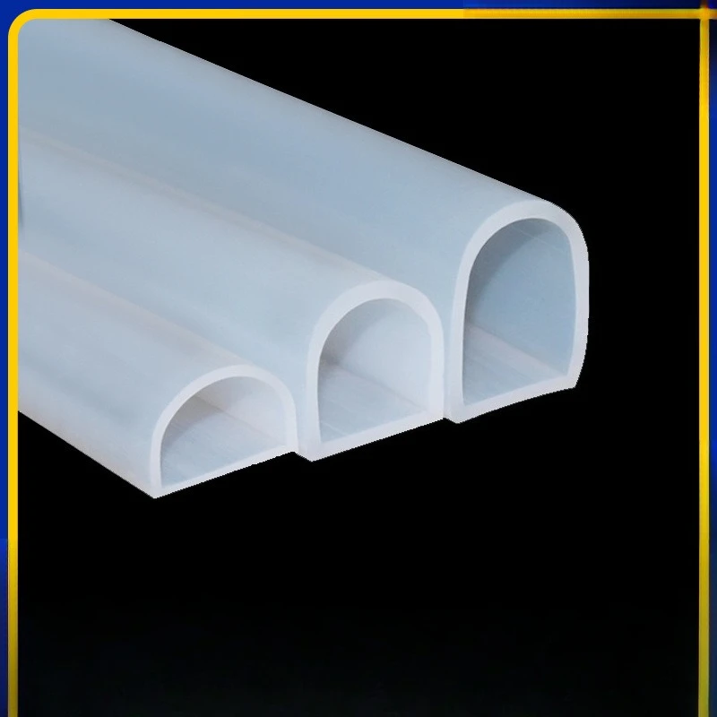 

1M D Shape Silicone Rubber Sealing Strip Hollow High Temp Self Adhesive Soundproof Strip