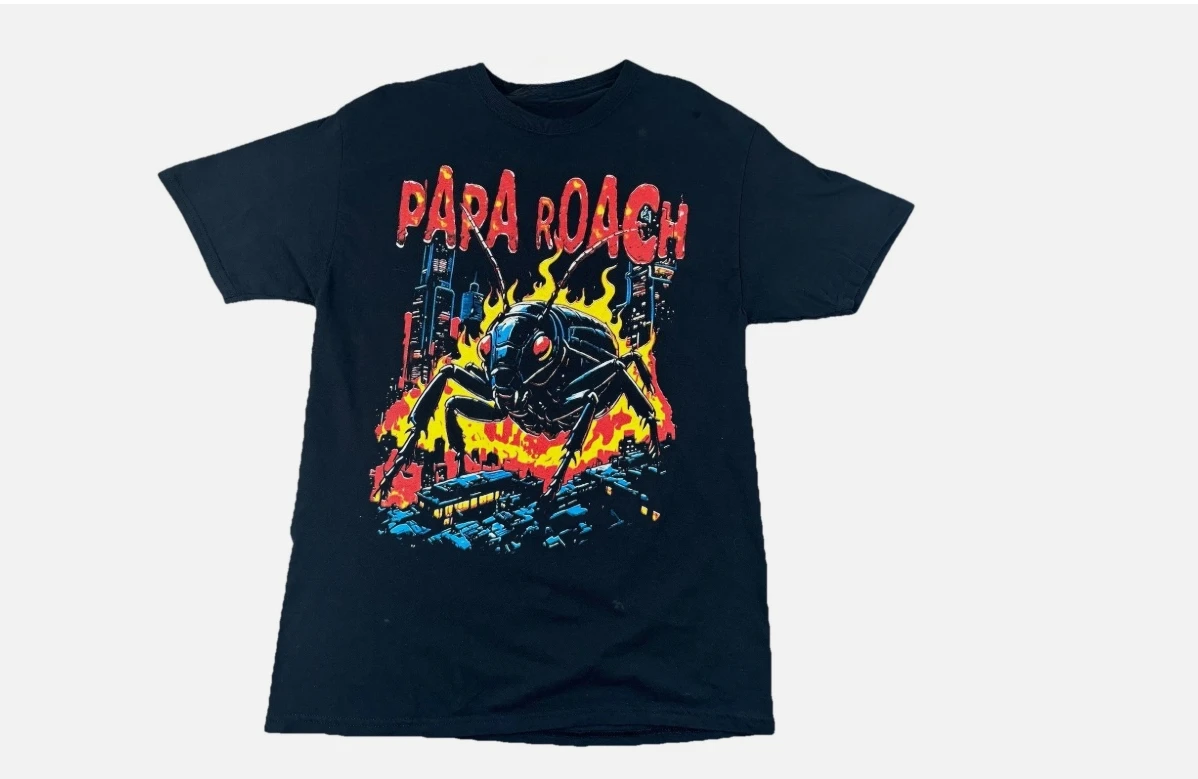 

Papa Roach Shirt Women's Plus Size Clothes Medium Black Concert Tour Album 2025 with Rise Against Women's