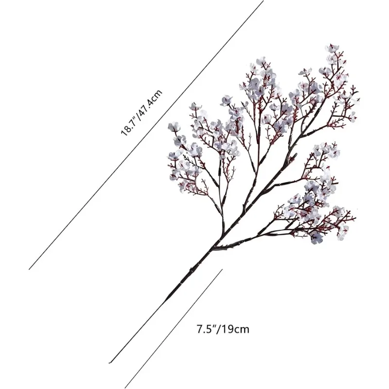 흰색 인조 안개꽃 6개 묶음, 구부릴 수 있는 줄기가 있는 실크 안개꽃, 가을 센터피스 웨딩 장식 및 테이블 장식용