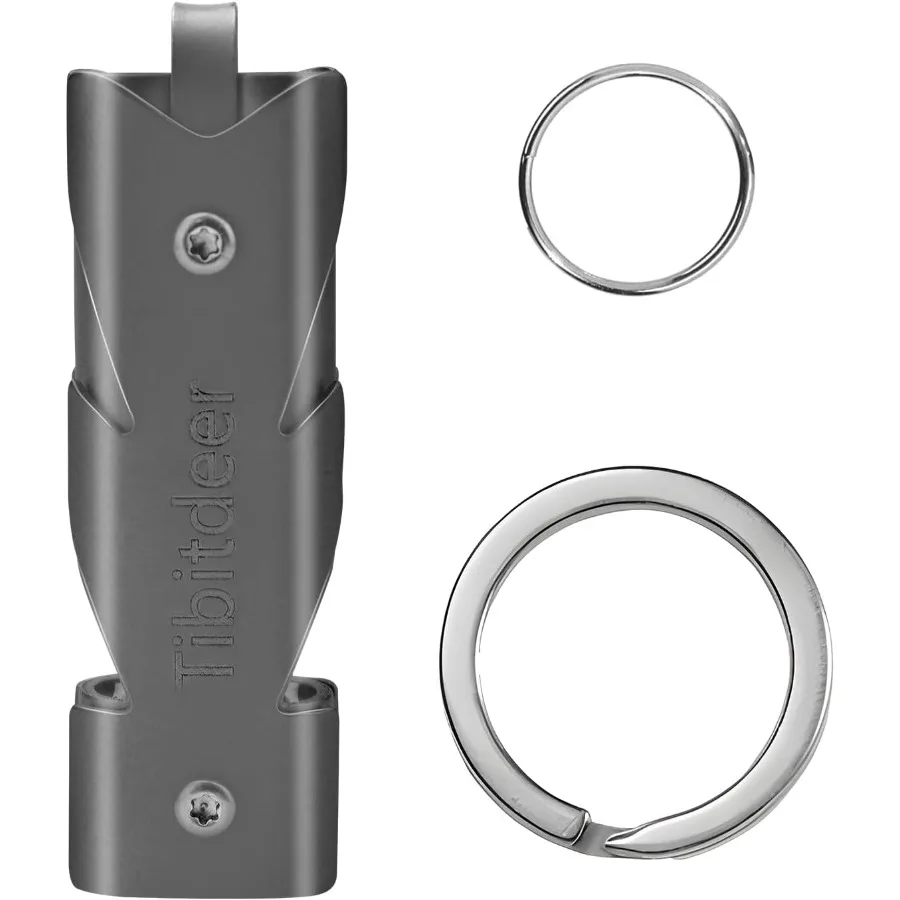 チタン製緊急ホイッスル 120db 安全ホイッスル キーチェーンリング付き アウトドア キャンプ ハイキング ボート バックパッキング 釣り カヤック用