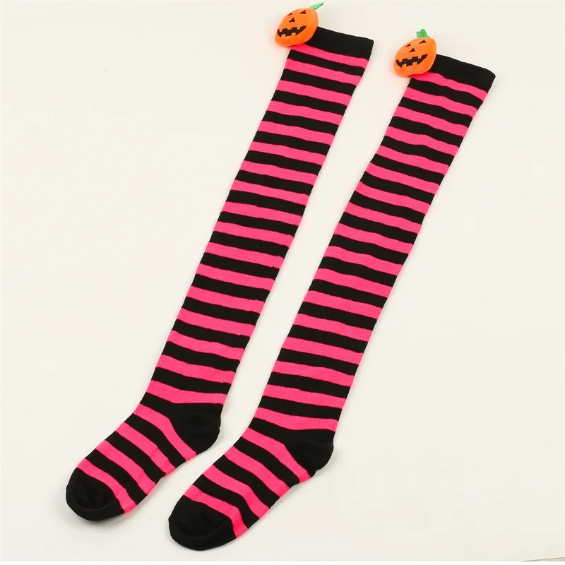 Frauen Halloween Oberschenkel hohe Socken klassische gestreifte Strümpfe Beinlinge über den Knies trümpfen Kostüm zubehör